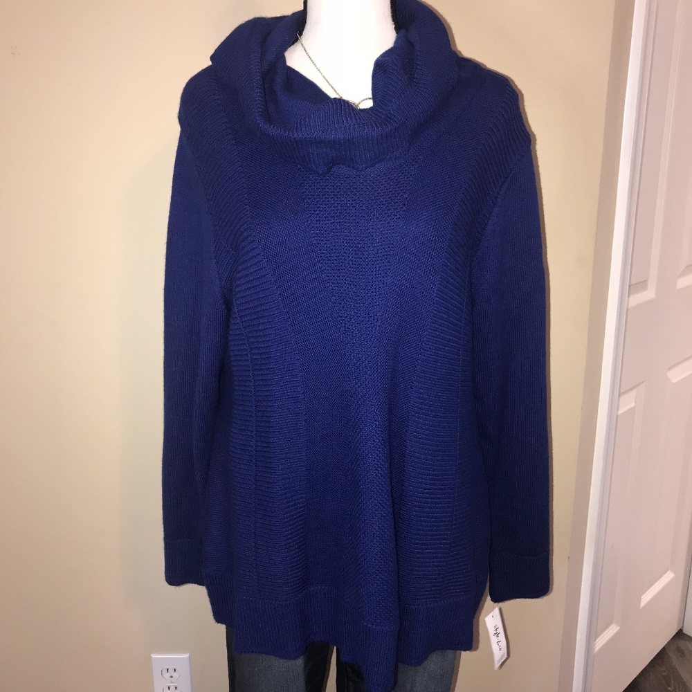 Style & Co Royal Blue Cowl Neck Sweater